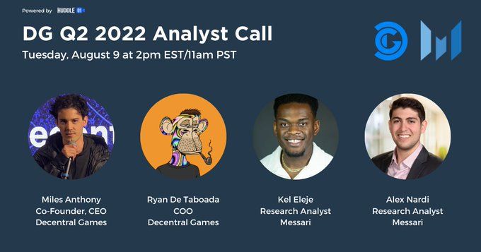 State Of Decentral Games Q2 Analyst Call Transcript | Nft News